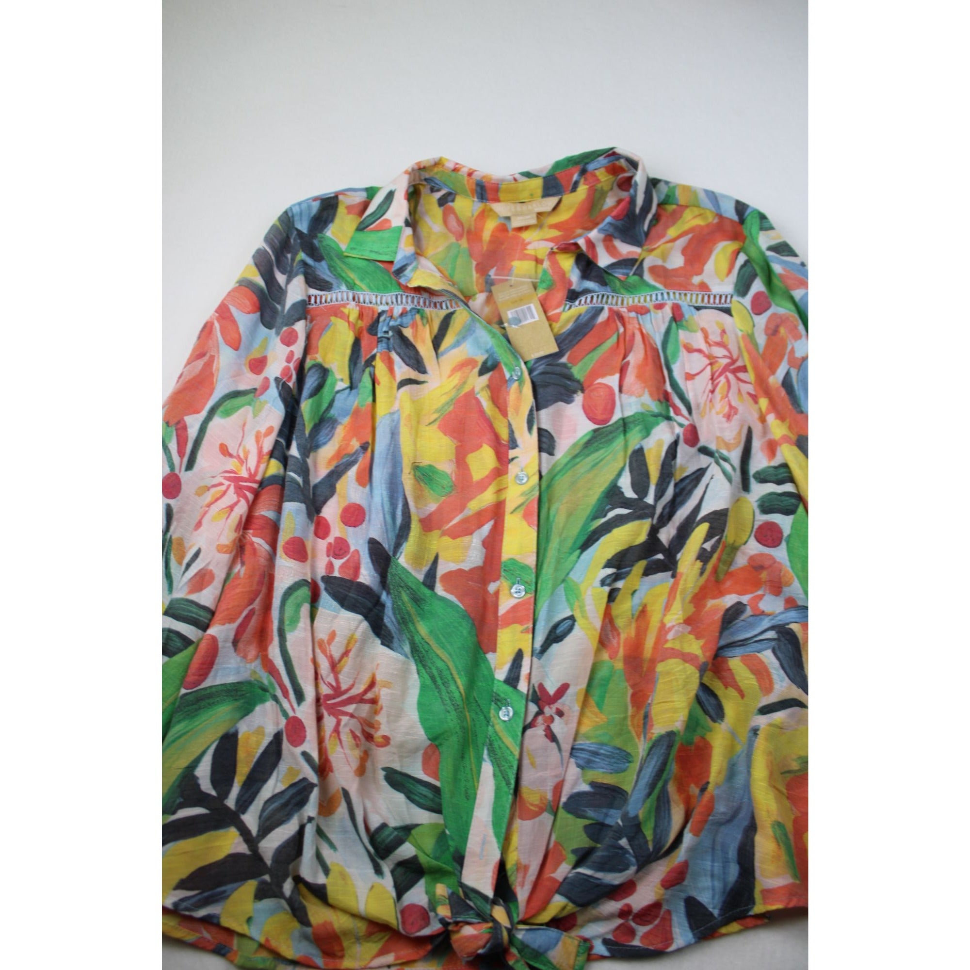 Hope & Harlow Womens Multicolor Floral Button-Up Blouse Size 3X