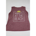 Namaste At The Beach Sleeveless Graphic Tank Top Maroon Heathered Womens XL