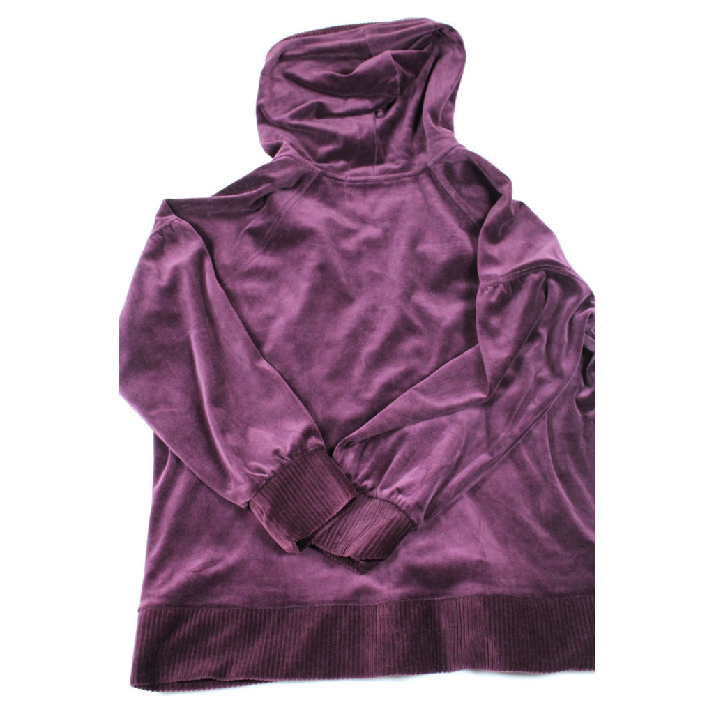 Jones New York Sport Womens Purple Velvet Full-Zip Hoodie
