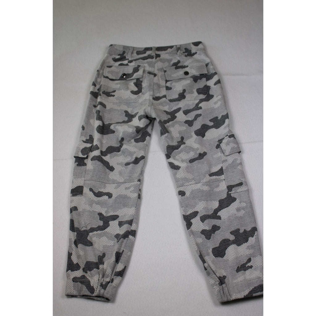 OAT New York Camo Jacquard Knit Pants White Gray Black Camouflage Stretch Size 26 Streetwear