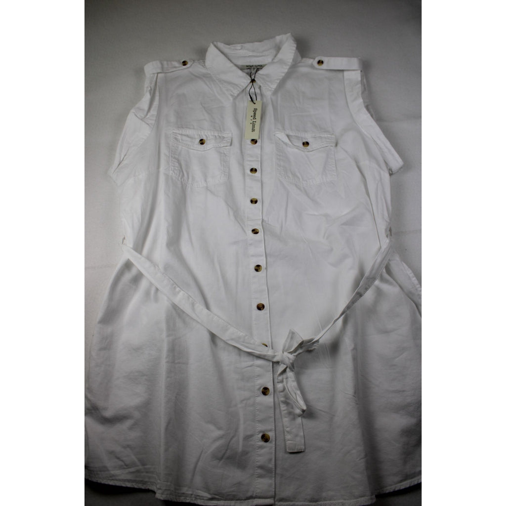 NWT Speed Limit White Sleeveless Belted Shirt — Plus 3X, Utility
