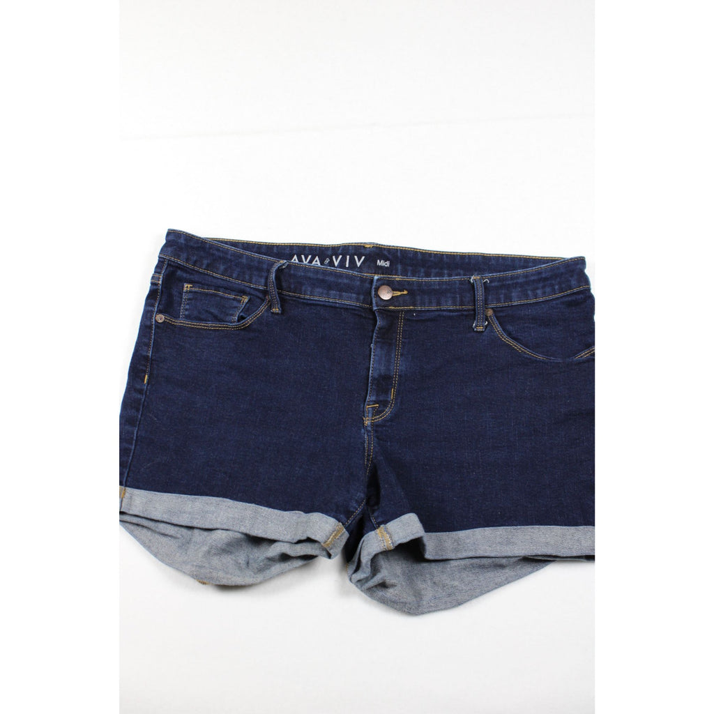 Ava & Viv Womens Plus Size 18W Denim Midi Shorts