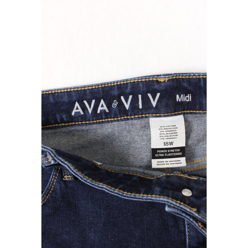Ava & Viv Womens Plus Size 18W Denim Midi Shorts