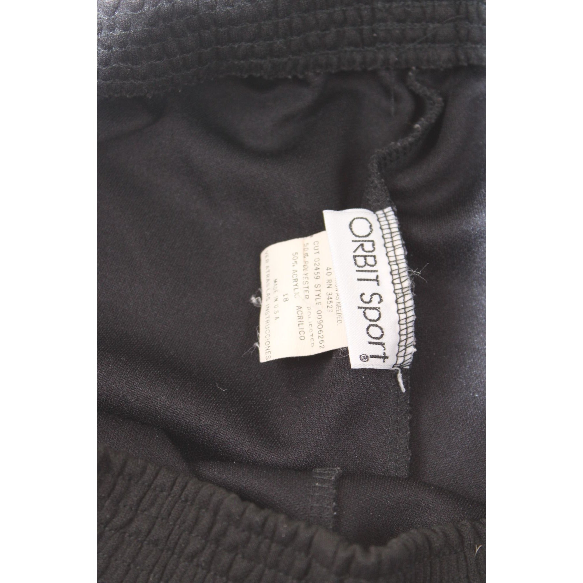 Orbit Sport Black Elastic Waist Vintage Pants Acrylic Blend Size 18