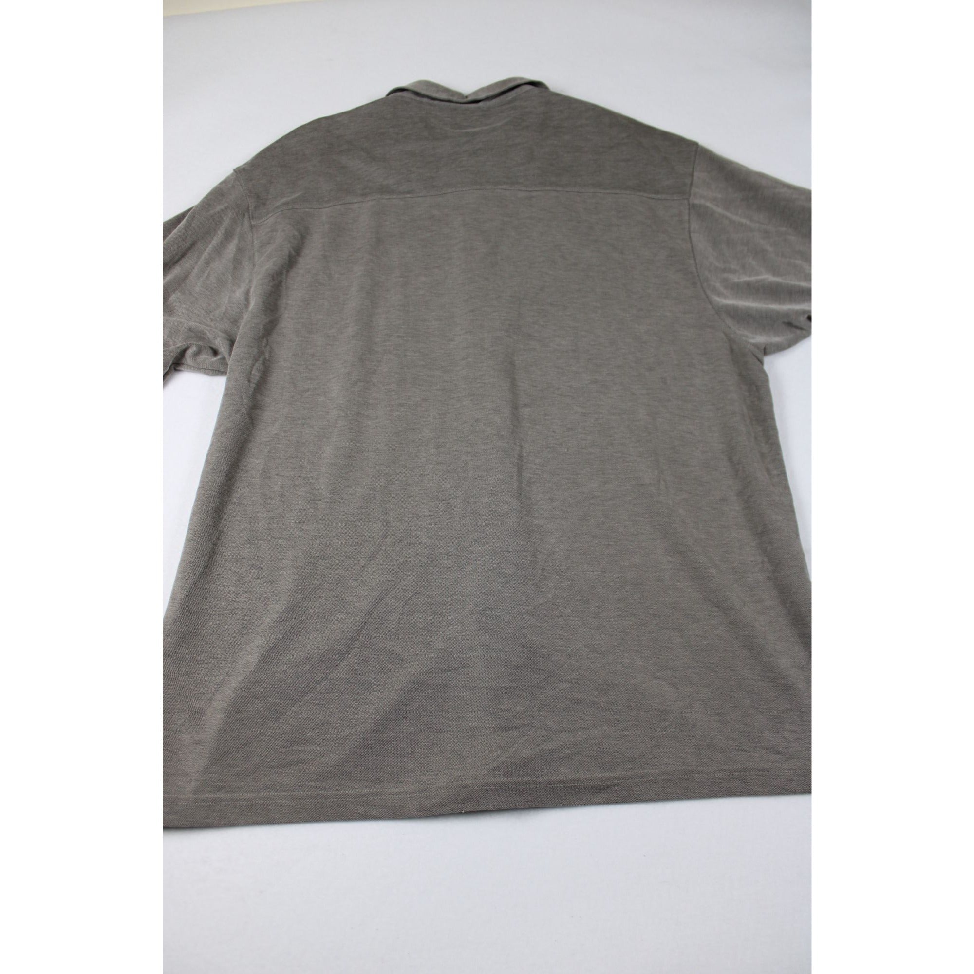 Vintage Mens XL Button-Up Gray Polo Shirt With Chest Pocket Connection Brand Made In Korea Short Sleeves Lightweight Casual Wear