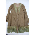 A'reve Pearl Button Lace Hem Tunic Cardigan — Cottagecore Knit, Size S