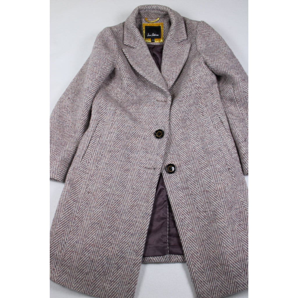 Sam Edelman Lavender Lilac Herringbone Wool Blend Coat Notch Collar Lined Women’s XS