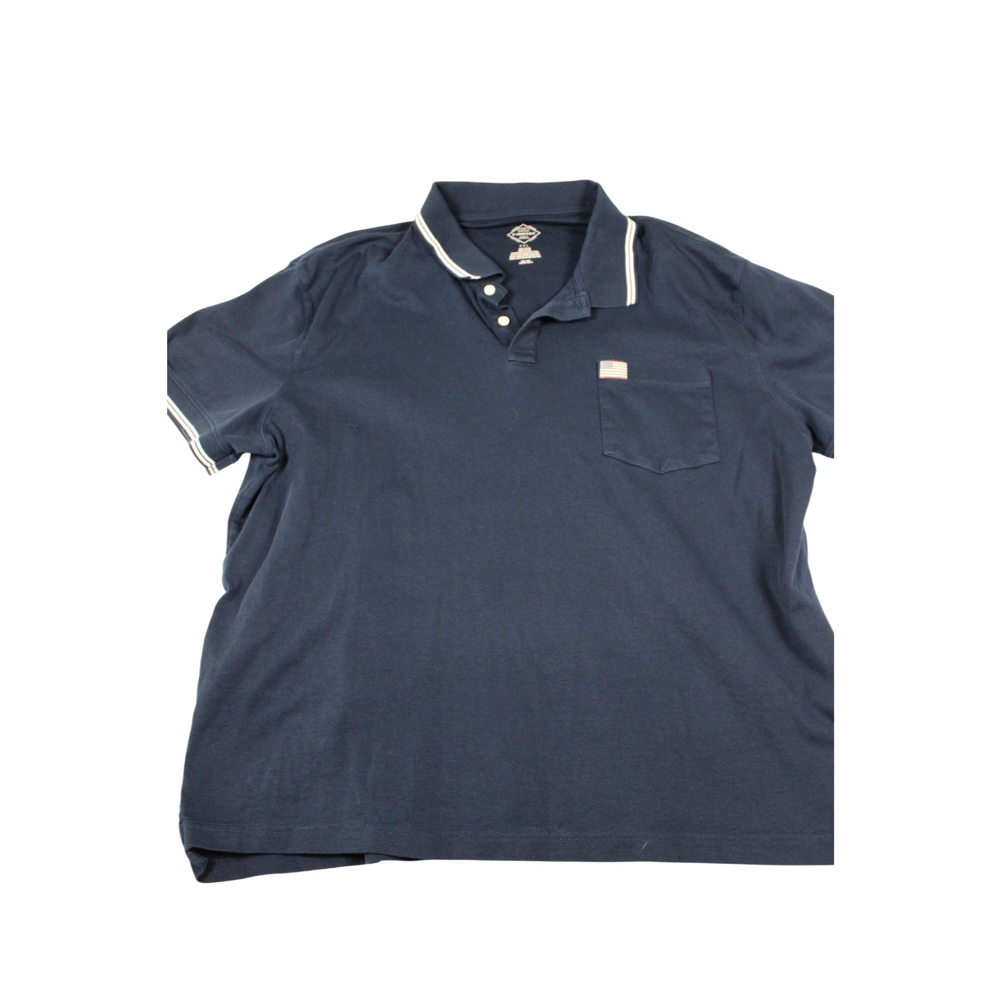 St. Johns Bay Navy Blue XXL Polo Shirt With American Flag Pocket