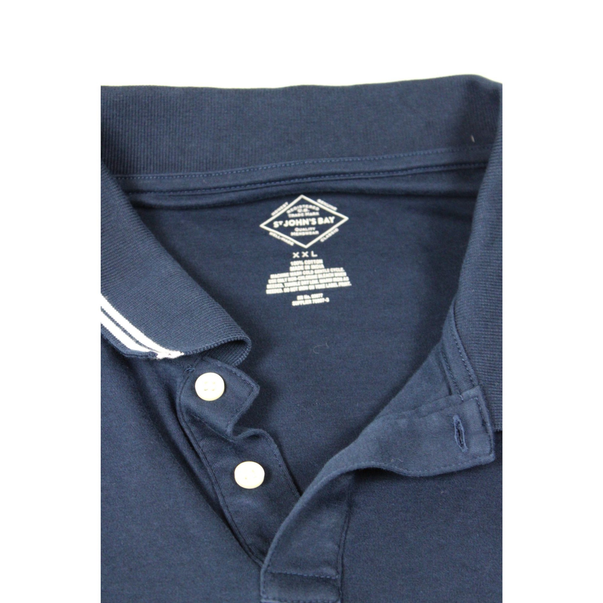 St. Johns Bay Navy Blue XXL Polo Shirt With American Flag Pocket