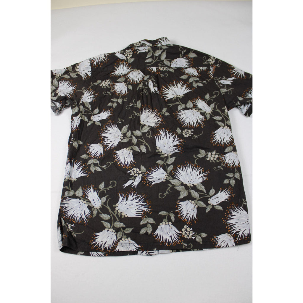 Avanti Mens Vintage Hawaiian Floral Shirt Brown Short Sleeve M Cotton Made In Hawaii