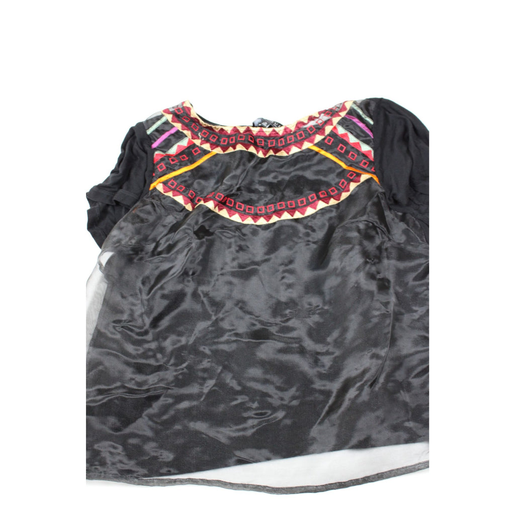 Eloquii Studio Black Top With Embroidered Geometric Design 16