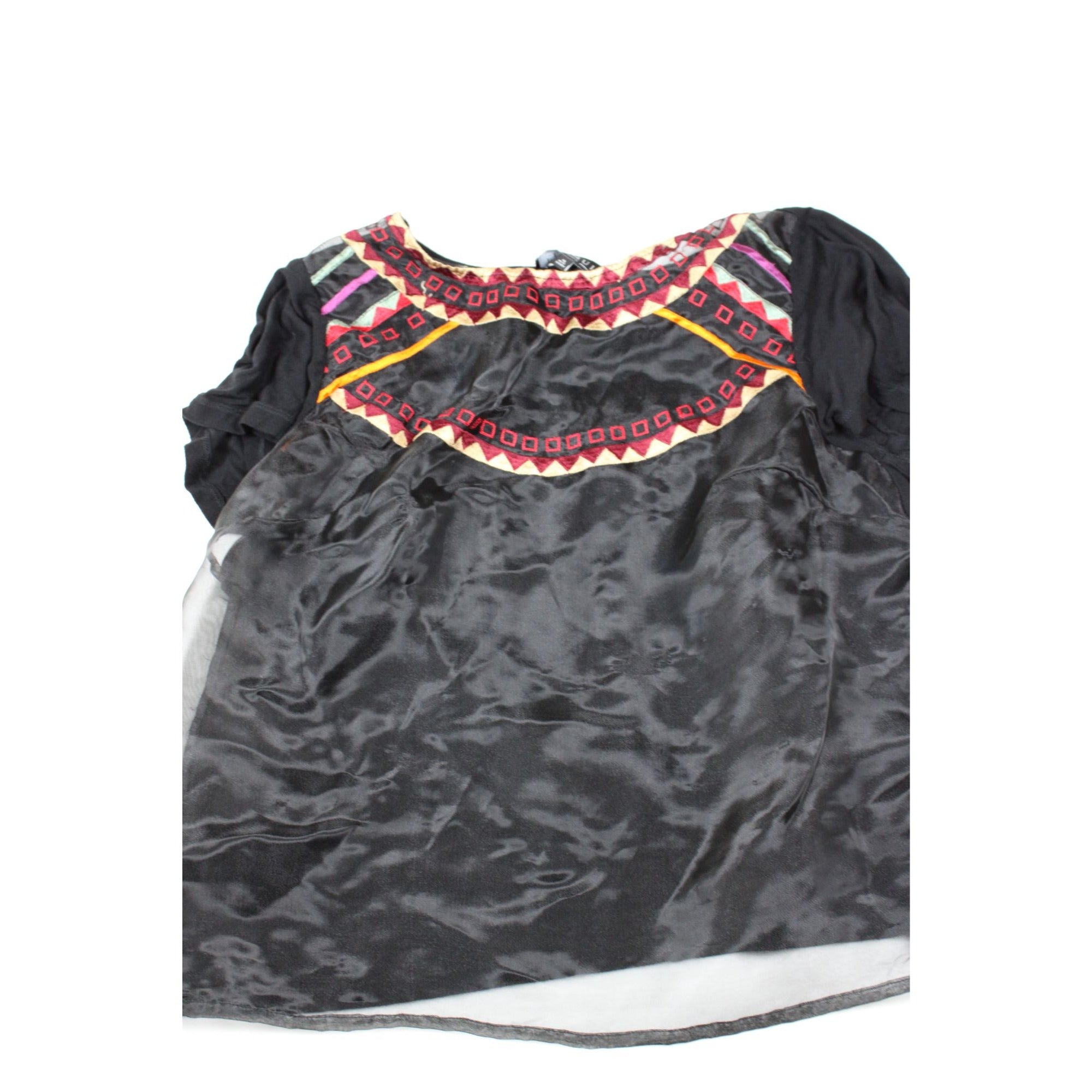 Eloquii Studio Black Top With Embroidered Geometric Design 16