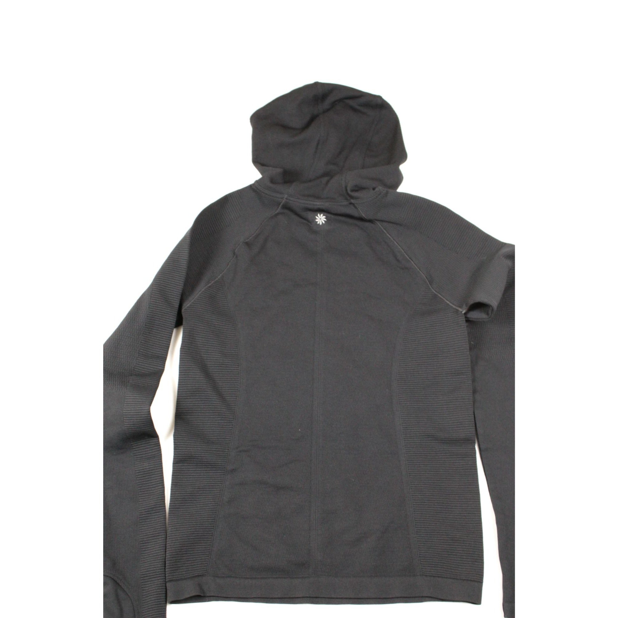 Athleta Black Seamless Hooded Pullover Sweatshirt Womens M