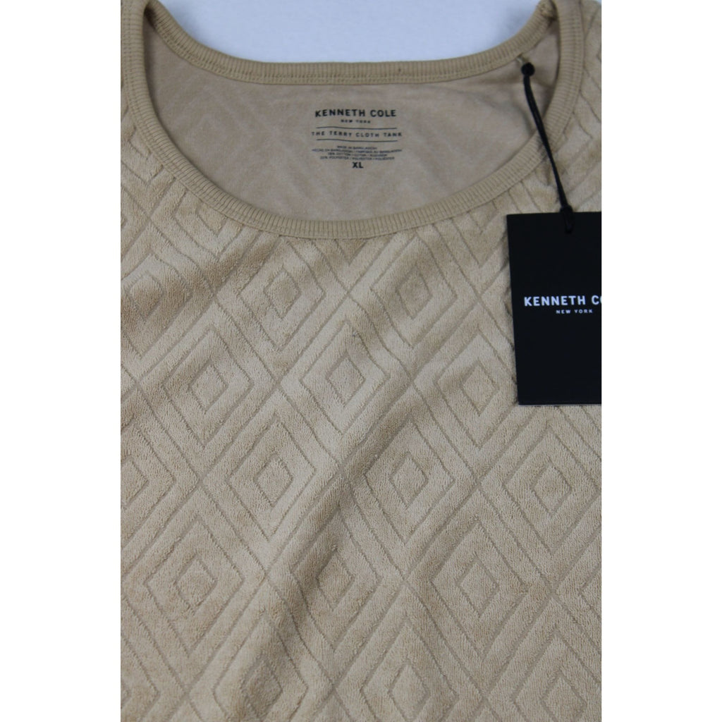Kenneth Cole Mens Terry Cloth Tank Top XL Beige Sleeveless Diamond Pattern New With Tags