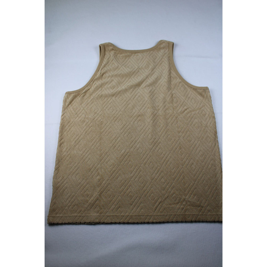Kenneth Cole Mens Terry Cloth Tank Top XL Beige Sleeveless Diamond Pattern New With Tags