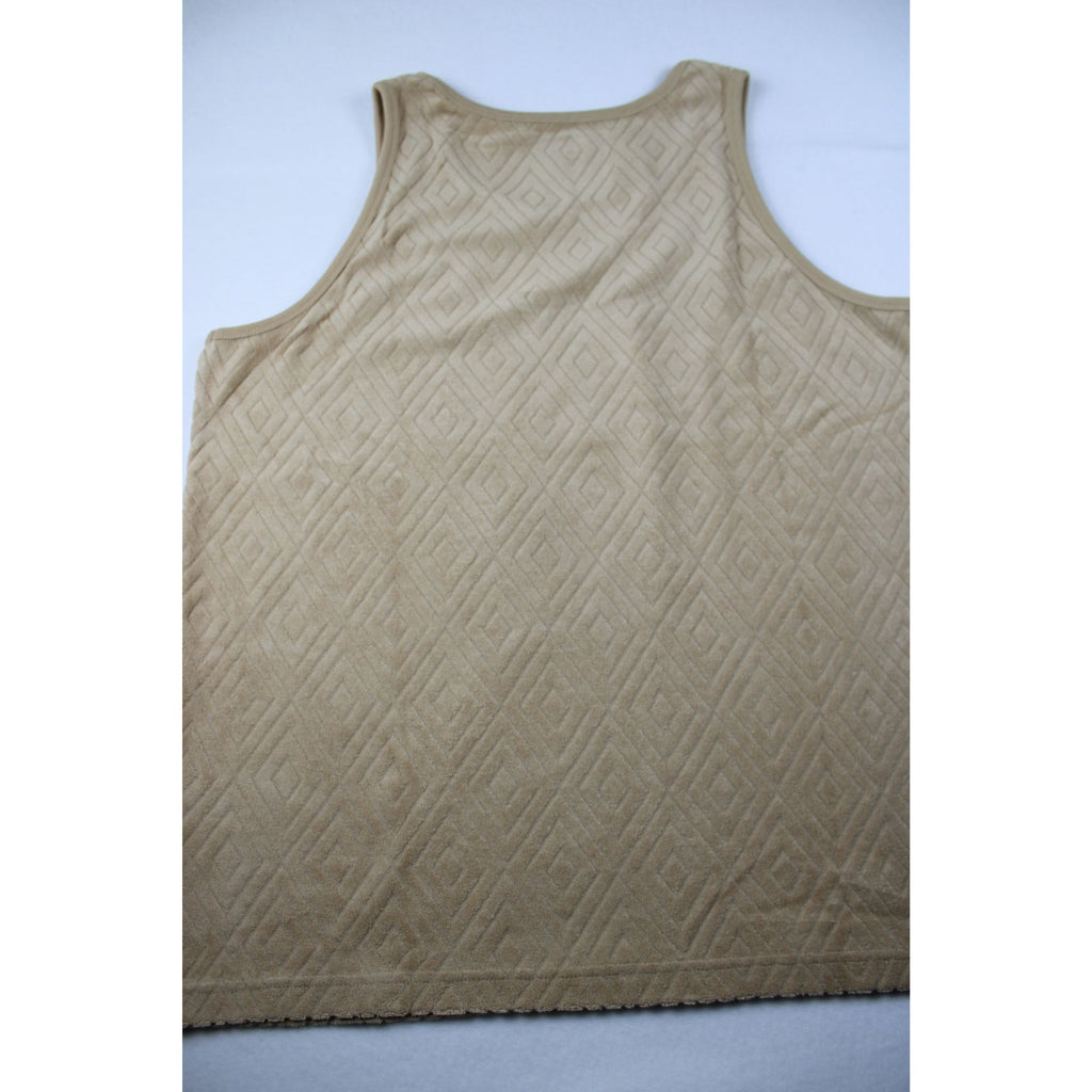 Kenneth Cole Mens Terry Cloth Tank Top XL Beige Sleeveless Diamond Pattern New With Tags