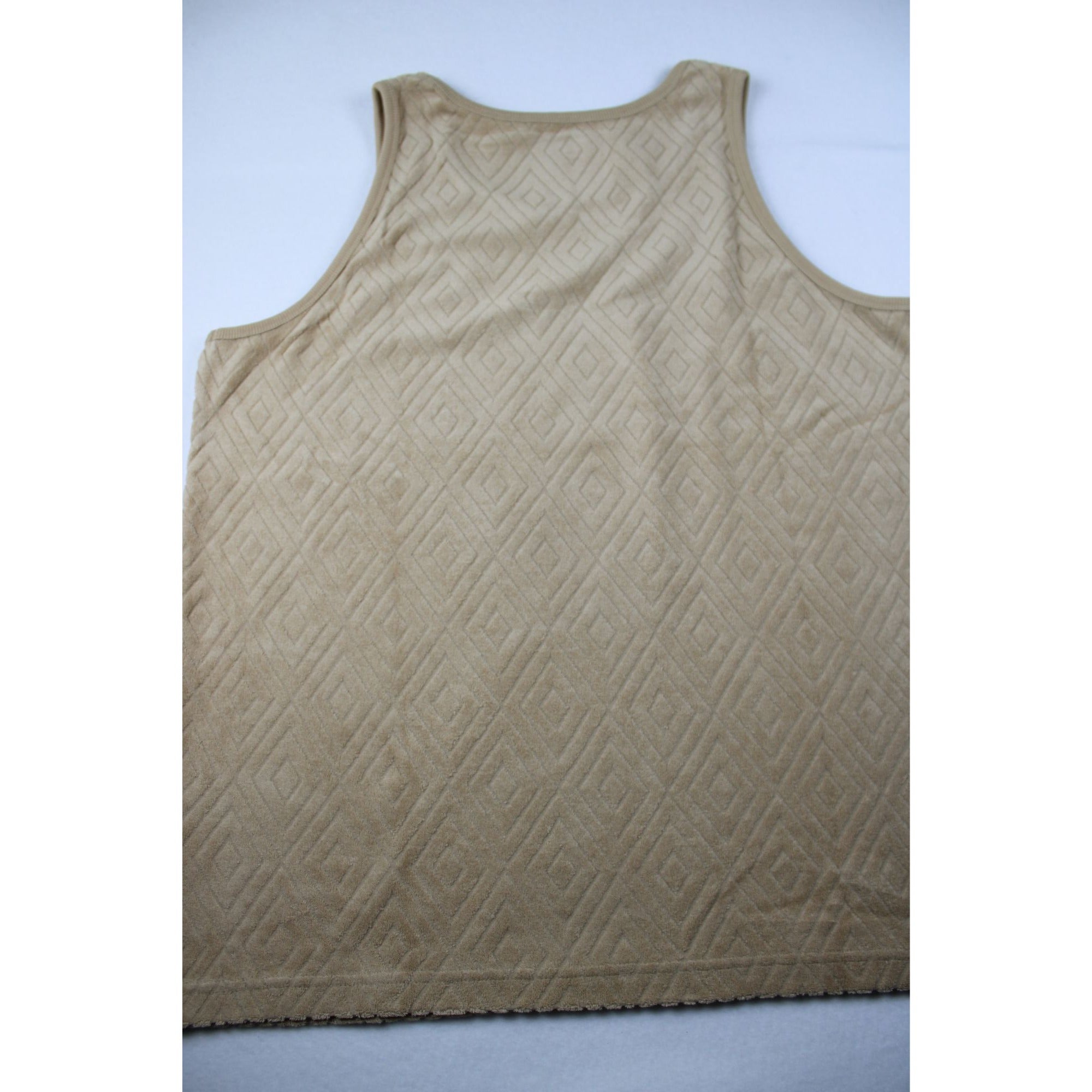Kenneth Cole Mens Terry Cloth Tank Top XL Beige Sleeveless Diamond Pattern New With Tags